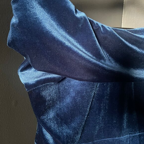 She's Velvet, She's Grace - Blue Saphire Velvet Holiday Dress - Picture 2 of 4